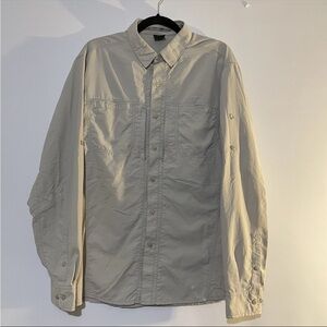 Kuhl Shirt Mens Adult XL Beige Tan Invoke Nylon Vented Hiking Fishing Button